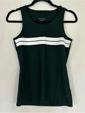 Tory Sport Forest Green Athletic Tank with White Chest Stripe